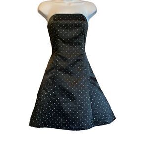 Jessica McClintock Gunne Sax 5/6 Vintage 90s Black Blue Polka Dot Mini Dress